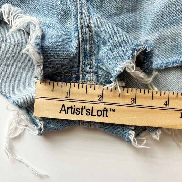 Zara Light Wash Denim High Rise Cut Off Shorts Frayed Hem - Size 10 - Picture 6 of 6
